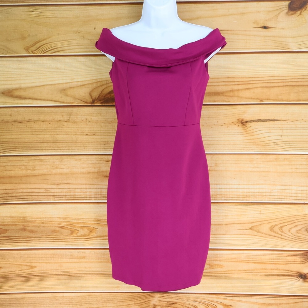 Lulu's Off The‎ Shoulder Dress Womens Size M Pink Stretch Fitted Lined Formal